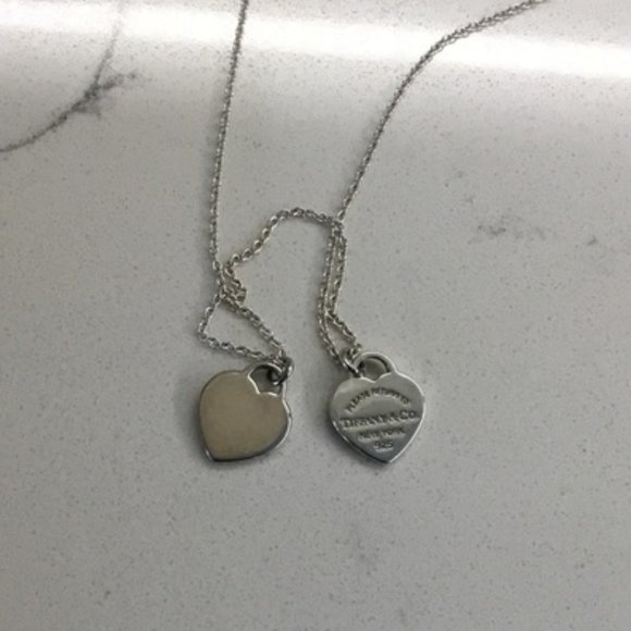 Tiffany Double Heart Tag Silver Necklace
